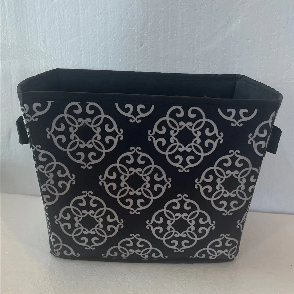 Damask Decorative Basket tote utility bin handles packing cube black white